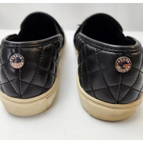 Steve Madden Ecentrco Womens 6 M Black Quilted Leather Loafers Slip On Caslua - Picture 7 of 9